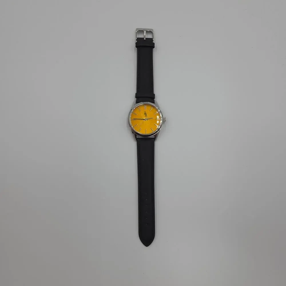 The Beyond Boring Watch Company in Yellow Sunburst Watch Black Leather